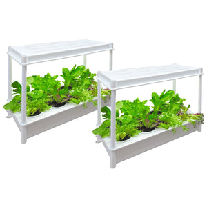 Greenlife 2 x Twin LED Self Watering Salad Grower with 8 Pots White 56 x 29 x 405 cm
