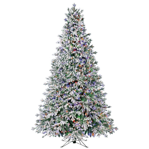 Image of Pre-Lit Aspen Flocked Glitter Christmas Tree 2.29M