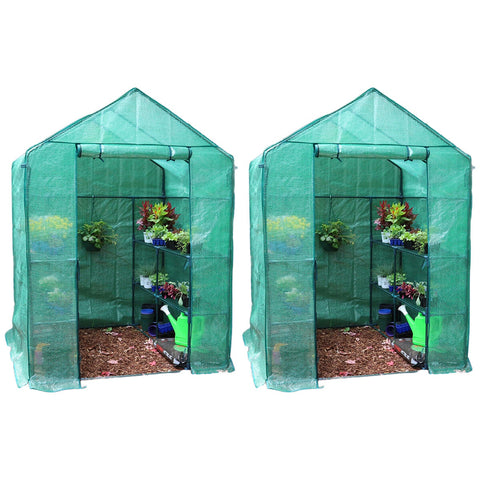 Image of Greenlife Large Walk-in Greenhouse Twin Pack with PE Cover 195 x 143 x 143cm