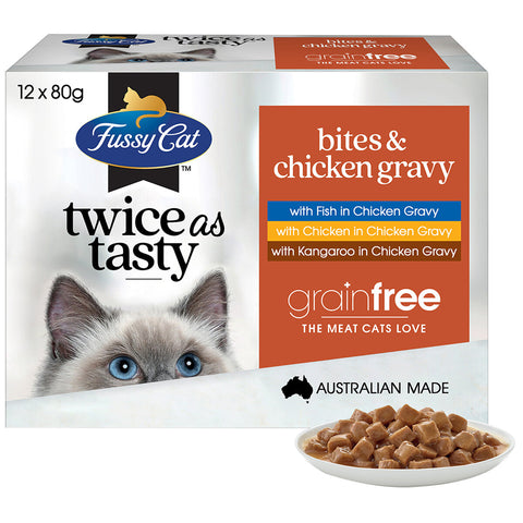 Image of Fussy Cat Grain Free Bites & Chicken Gravy 48 x 80g