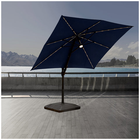 Image of Atleisure Solar Led Cantilever Umbrella 3M with Base Indigo