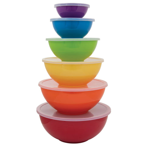 Image of Sabatier Melamine Mixing Bowls with Lids 6 Piece Set