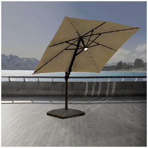 Atleisure Solar Led Cantilever Umbrella 3M with Base Mushroom