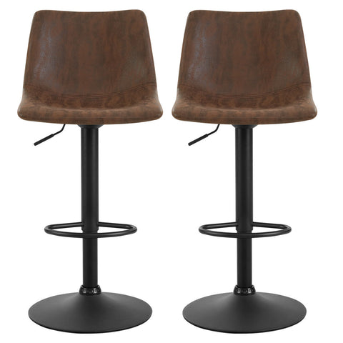 Image of Artiss Kitchen Bar Stools Gas Lift Vintage Leather Brown 2 Pack