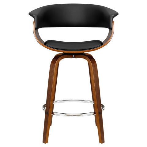 Image of Artiss Bar Stool Fixed Leather Back Wooden Black