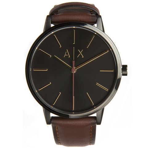 Image of Armani Exchange Black Watch with Leather Strap AX2706