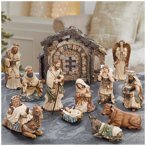 Image of Kirkland Signature Hand-Painted Nativity 13 Piece Set