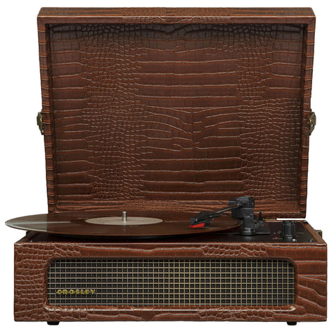 Image of Crosley Voyager Portable Bluetooth Turntable Brown Croc CRIW8017B-BR4