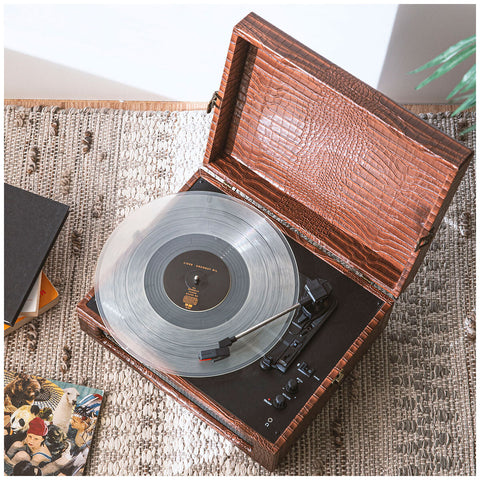 Image of Crosley Voyager Portable Bluetooth Turntable Brown Croc CRIW8017B-BR4