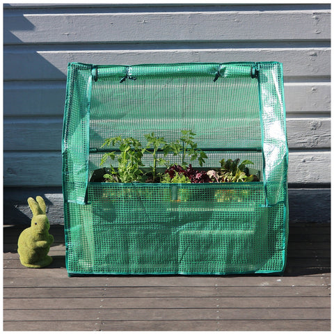 Image of Greenlife Patio Garden Bed with Greenhouse Cover & Base 80 x 50 x 30 cm