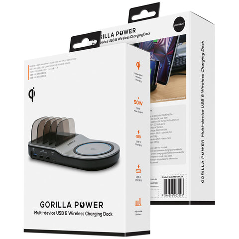 Image of mbeat Gorilla Power 50W Qi Certified Multi-Device USB & Wireless Charging Dock MB-UWC-5K