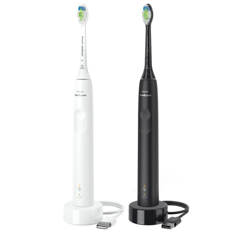 Image of Philips Sonicare 3100 Range Black and White Bundle Pack Toothbrush HX3676/34