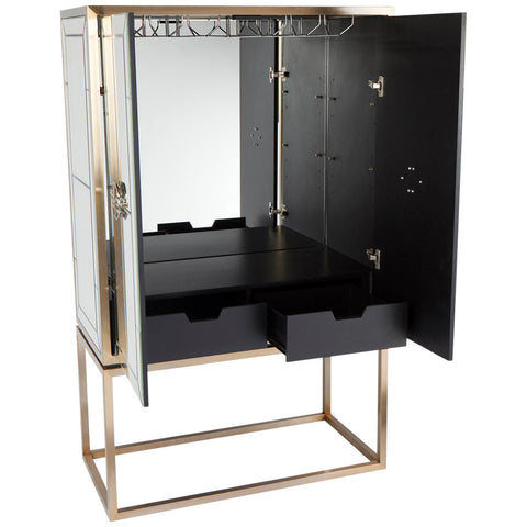 Image of CAFE Lighting & Living Rochester II Mirrored Bar Cabinet Antique