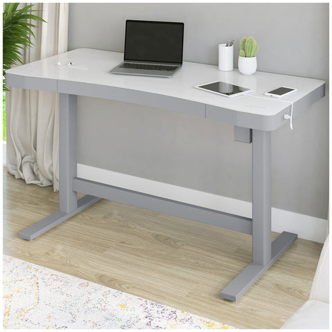 Image of 55 Inch Tresanti Prescott Adjustable Desk with Wireless Charger White