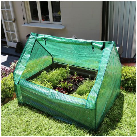 Image of Greenlife Raised Garden Bed Charcoal 120 X 90 x 30cm with Drop Over Greenhouse