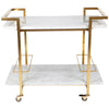 Cafe Lighting and Living Franklin White Marble Bar Cart, Gold