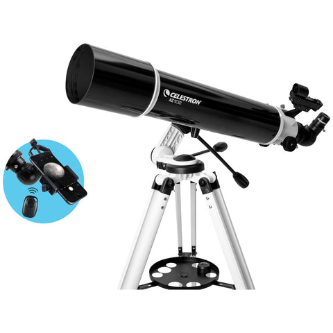 Image of Celestron AZ 102 Telescope with Smartphone Adapter and Bluetooth Remote