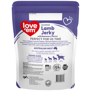 Love'em Grain Free Lamb Jerky with Rosemary Flavour Dog Treats 2 x 1kg