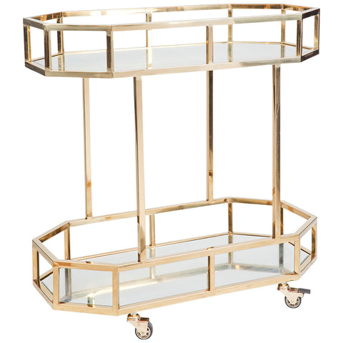 Image of Cafe Lighting Brooklyn Mirrored Bar Cart Gold