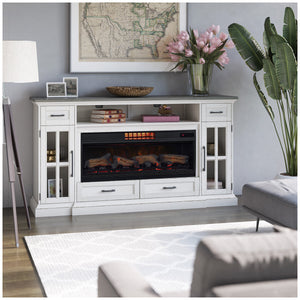 Tresanti Sloane TV Console with ClassicFlame White Electric Fireplace and Fan