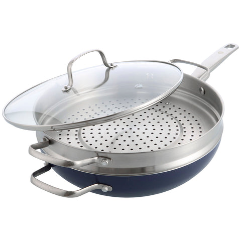 Image of Blue Diamond Wok With Steamer and Lid 30cm
