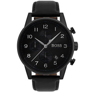 Hugo Boss Navigator Men's Black Leather Strap Watch 1513497