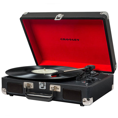 Image of Crosley Cruiser Deluxe Portable Turntable Black with Free Record Storage Crate