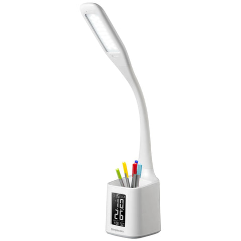 Image of Simplecom LED Desk Lamp with Digital Clock & Pen Holder