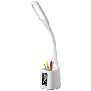 Simplecom LED Desk Lamp with Digital Clock & Pen Holder