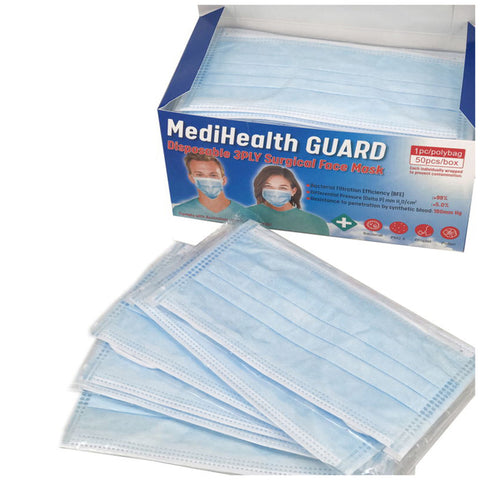 Image of MediHealth Guard Disposable 3ply Surgical Face Mask, 50pcs