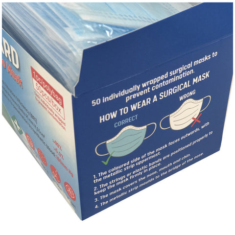 Image of MediHealth Guard Disposable 3ply Surgical Face Mask, 50pcs