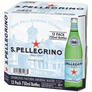 San Pellegrino Sparkling Mineral Water Glass Bottle 12 x 750ml