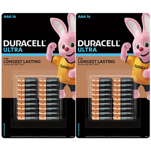 Duracell Ultra Alkaline AAA Batteries 16 x 2 Pack