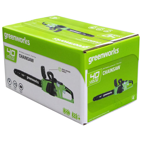 Image of Greenworks 40v Li-Ion Powered 40cm Cordless Chainsaw 20077-Kit