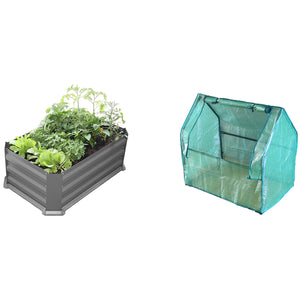 Greenlife Patio Garden Bed with Greenhouse Cover & Base 80 x 50 x 30 cm
