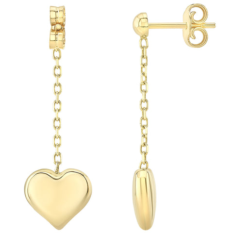 Image of 14KT Yellow Gold Heart Drop Earrings