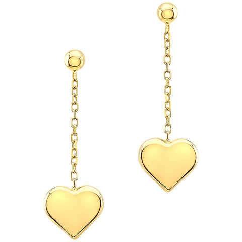 Image of 14KT Yellow Gold Heart Drop Earrings