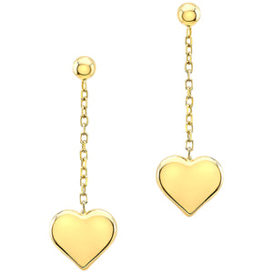 14KT Yellow Gold Heart Drop Earrings
