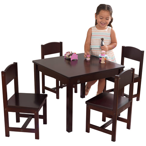 Image of KidKraft Farmhouse Table and 4 Chair Set Espresso