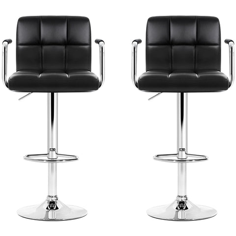 Image of Artiss Black Gaslift Swivel Barstool with Arm Rests 2pk