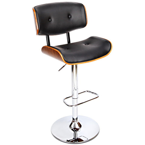 Image of Artiss Black Gaslift Swivel Barstool with Wooden Seat