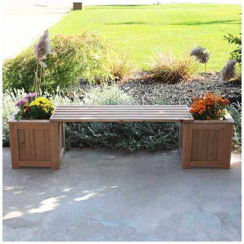 Image of Yardistry Wooden Planter Bench