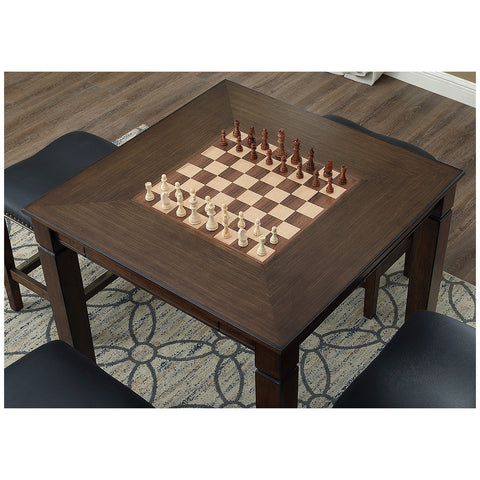 Image of Well Universal 5-piece Game Table Set, Solid Birch, Leather Seats, SWC021702