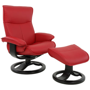 Fjords By Moran Senator Large Recliner Chair & Ottoman Set, Active Release System, Steel Frame, Semi-Aniline Leather, 4389