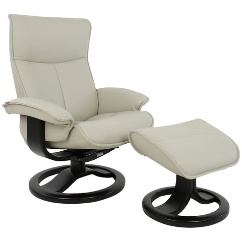 Image of Fjords By Moran Senator Large Recliner Chair & Ottoman Set, Active Release System, Steel Frame, Semi-Aniline Leather, 4389