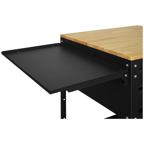 Image of CSPS Tool Cart Rubber wood work Surface, L 68.58 x W 61.2 x H 87.7 cm, 2 Drawers, Solid Rubber Wood