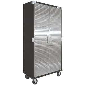 Seville Storage Cabinet, H180 x L91 x W45 cm, 4 Shelves, Satin Graphite, Steel and Stainless Steel, Security Lock, UHD20143