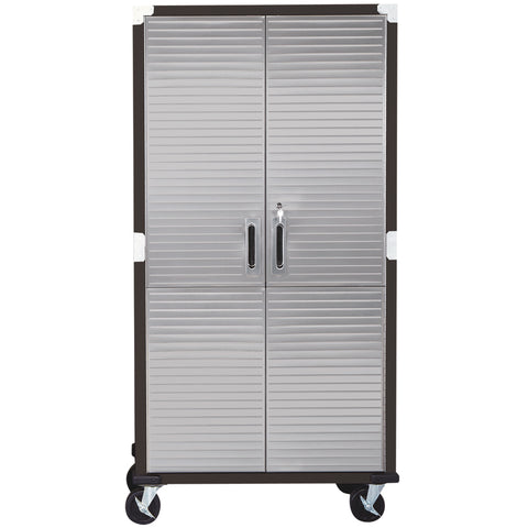 Image of Seville Storage Cabinet, H180 x L91 x W45 cm, 4 Shelves, Satin Graphite, Steel and Stainless Steel, Security Lock, UHD20143