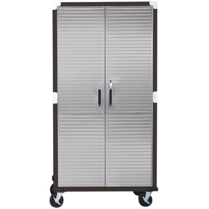 Seville Storage Cabinet, H180 x L91 x W45 cm, 4 Shelves, Satin Graphite, Steel and Stainless Steel, Security Lock, UHD20143
