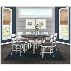 Bayside Furnishings Counter Height Dining Set 7pc, Solid Rubberwood, Ash Veneer, Leather